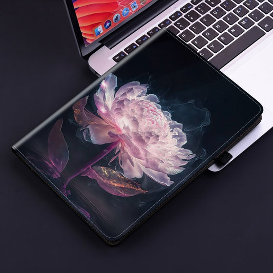 For iPad Air 13 2025 / 2024 Crystal Texture Painted Leather Smart Tablet Case(Purple Peony) by buy2fix
