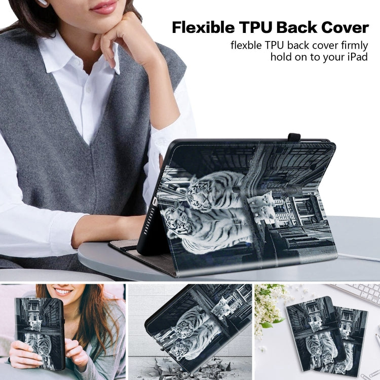 For iPad Air 13 2025 / 2024 Crystal Texture Painted Leather Smart Tablet Case(Cat Reflection Tiger) - iPad Air 13 2025 / 2024 Cases by buy2fix | Online Shopping UK | buy2fix