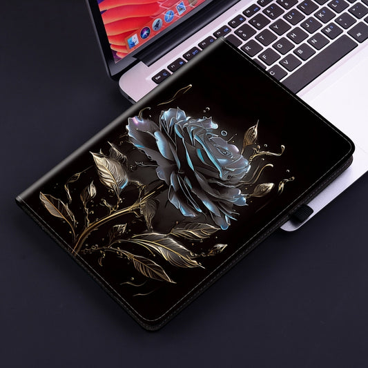 For iPad Air 11 2025 / 2024 Crystal Texture Painted Leather Smart Tablet Case(Black Rose) by buy2fix
