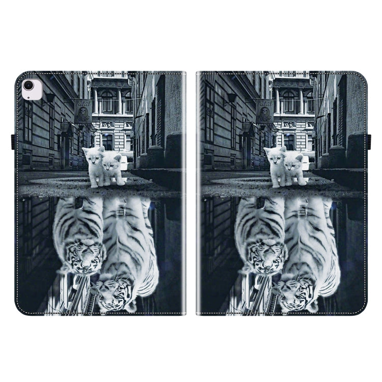 For iPad Air 11 2025 / 2024 Crystal Texture Painted Leather Smart Tablet Case(Cat Reflection Tiger) - iPad Air 11 2025 / 2024 Cases by buy2fix | Online Shopping UK | buy2fix