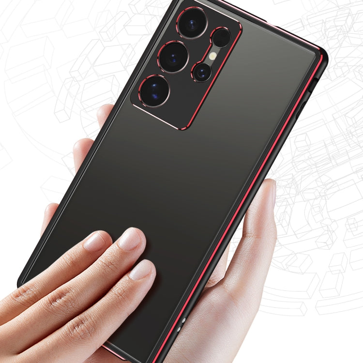 For Samsung Galaxy S24 Ultra 5G Aurora Series Lens Protector + Metal Frame Phone Case(Black Red) - Galaxy S24 Ultra 5G Cases by buy2fix | Online Shopping UK | buy2fix