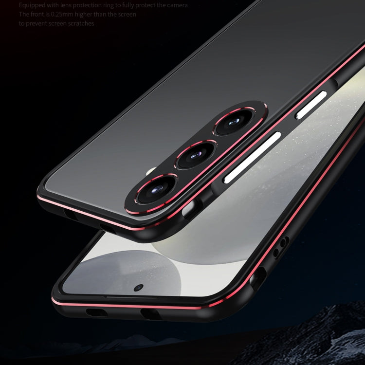 For Samsung Galaxy S24+ 5G Aurora Series Lens Protector + Metal Frame Phone Case(Black Red) - Galaxy S24+ 5G Cases by buy2fix | Online Shopping UK | buy2fix