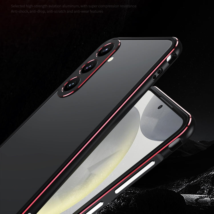 For Samsung Galaxy S24+ 5G Aurora Series Lens Protector + Metal Frame Phone Case(Black Silver) - Galaxy S24+ 5G Cases by buy2fix | Online Shopping UK | buy2fix