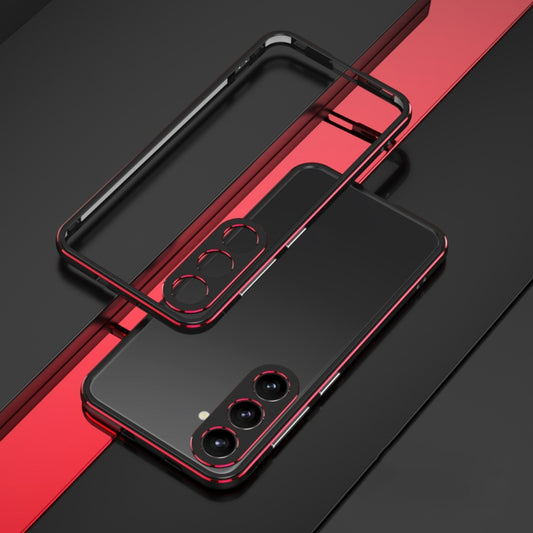 For Samsung Galaxy S24 5G Aurora Series Lens Protector + Metal Frame Phone Case(Black Red) - Galaxy S24 5G Cases by buy2fix | Online Shopping UK | buy2fix
