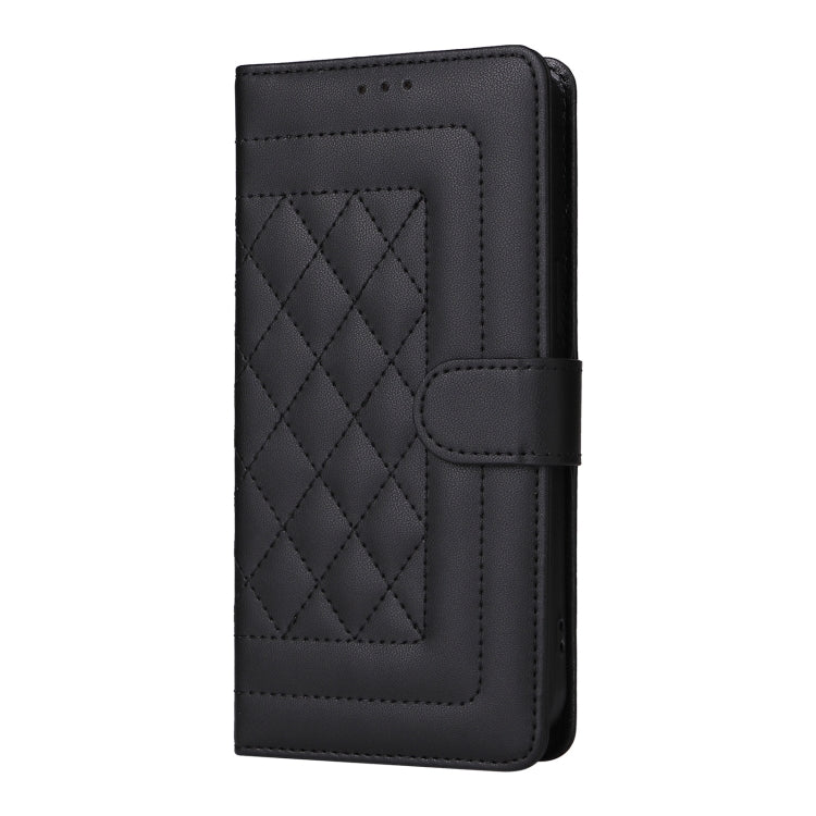 For iPhone 16 Diamond Lattice Leather Flip Phone Case(Black) - iPhone 16 Cases by buy2fix | Online Shopping UK | buy2fix