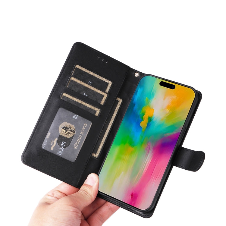 For iPhone 16 Plus Diamond Lattice Leather Flip Phone Case(Black) by buy2fix