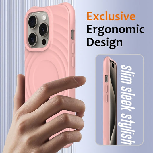 For iPhone 13 Pro Wave Texture MagSafe Magnetic Liquid Silicone Phone Case(Pink) by buy2fix