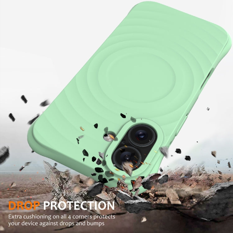 For iPhone 16 Plus Wave Texture MagSafe Magnetic Liquid Silicone Phone Case(Green) by buy2fix