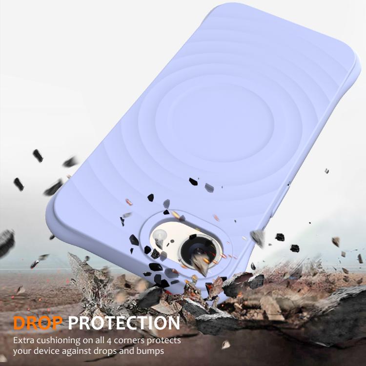 For iPhone 16e Wave Texture MagSafe Magnetic Liquid Silicone Phone Case(Purple) - iPhone 16e Cases by buy2fix | Online Shopping UK | buy2fix