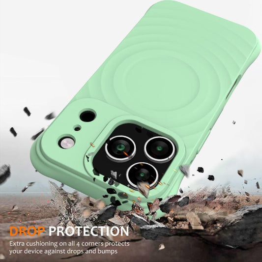 For iPhone 17 Pro Wave Texture MagSafe Magnetic Liquid Silicone Phone Case(Green) - iPhone 17 Pro Cases by buy2fix | Online Shopping UK | buy2fix