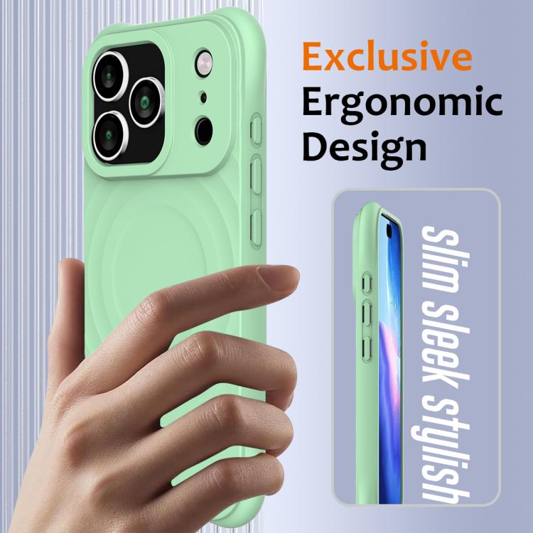 For iPhone 17 Pro Wave Texture MagSafe Magnetic Liquid Silicone Phone Case(Green) - iPhone 17 Pro Cases by buy2fix | Online Shopping UK | buy2fix