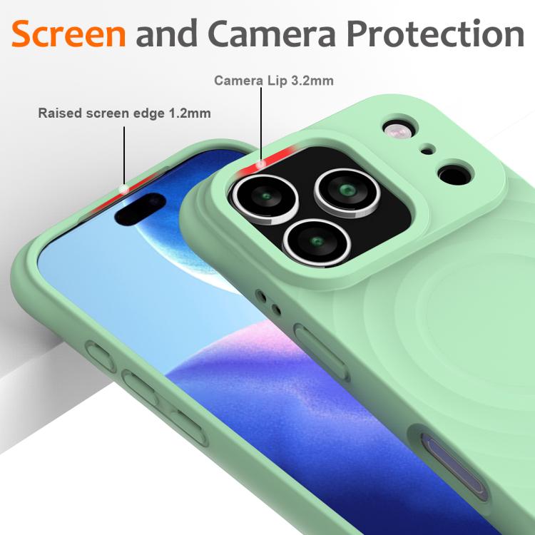 For iPhone 17 Pro Wave Texture MagSafe Magnetic Liquid Silicone Phone Case(Green) - iPhone 17 Pro Cases by buy2fix | Online Shopping UK | buy2fix