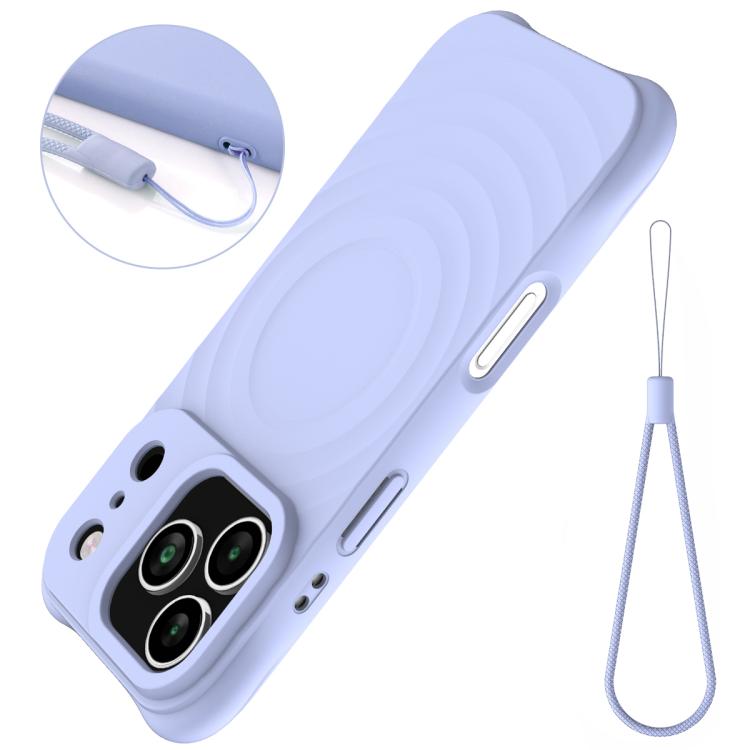 For iPhone 17 Pro Wave Texture MagSafe Magnetic Liquid Silicone Phone Case(Purple) - iPhone 17 Pro Cases by buy2fix | Online Shopping UK | buy2fix