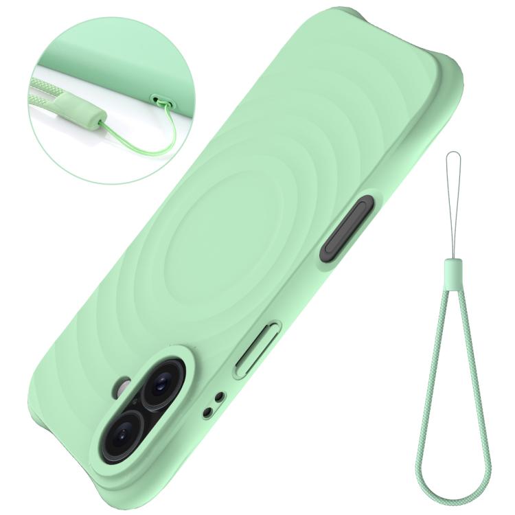 For iPhone 17 Wave Texture MagSafe Magnetic Liquid Silicone Phone Case(Green) - iPhone 17 Cases by buy2fix | Online Shopping UK | buy2fix
