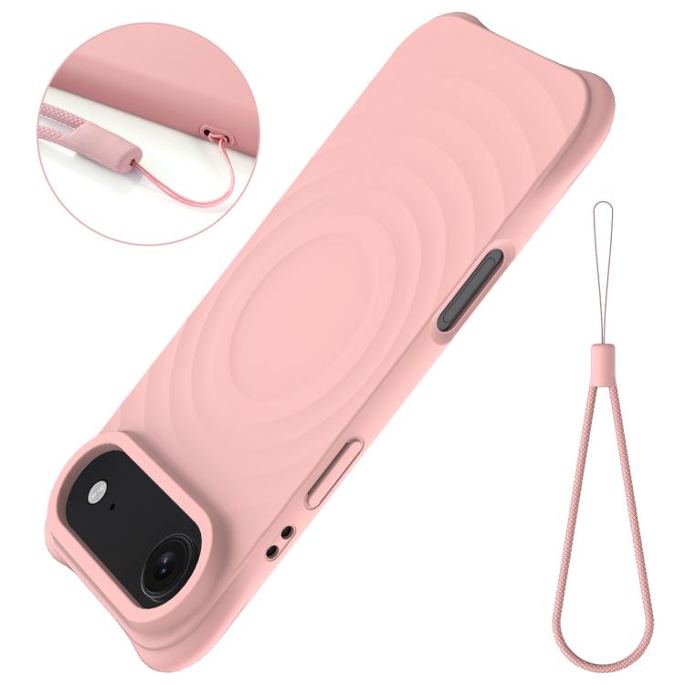 For iPhone Air Wave Texture MagSafe Magnetic Liquid Silicone Phone Case(Pink) - iPhone Air Cases by buy2fix | Online Shopping UK | buy2fix