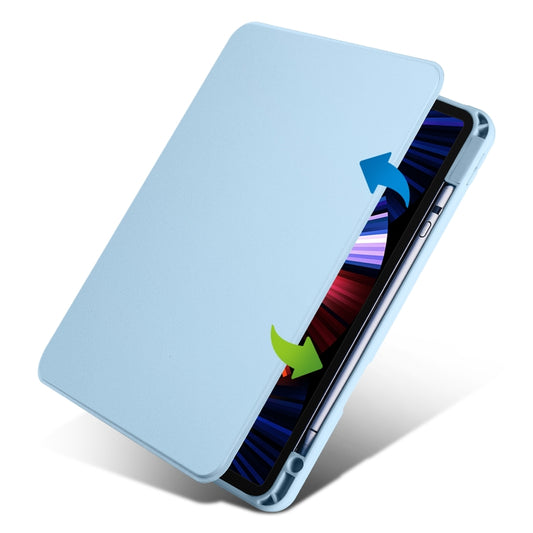 For iPad Air 11 2025 / 2024 Acrylic 360 Degree Rotation Holder Leather Tablet Case(Ice Blue) - More iPad Cases by buy2fix | Online Shopping UK | buy2fix