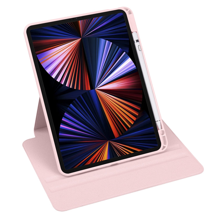 For iPad Air 11 2025 / 2024 Acrylic 360 Degree Rotation Holder Leather Tablet Case(Sand Pink) - More iPad Cases by buy2fix | Online Shopping UK | buy2fix