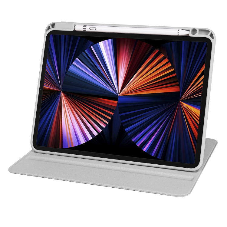 For iPad Air 11 2025 / 2024 Acrylic 360 Degree Rotation Holder Leather Tablet Case(Fog Grey) - More iPad Cases by buy2fix | Online Shopping UK | buy2fix