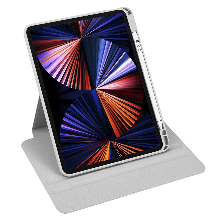 For iPad Air 11 2025 / 2024 Acrylic 360 Degree Rotation Holder Leather Tablet Case(Fog Grey) - More iPad Cases by buy2fix | Online Shopping UK | buy2fix