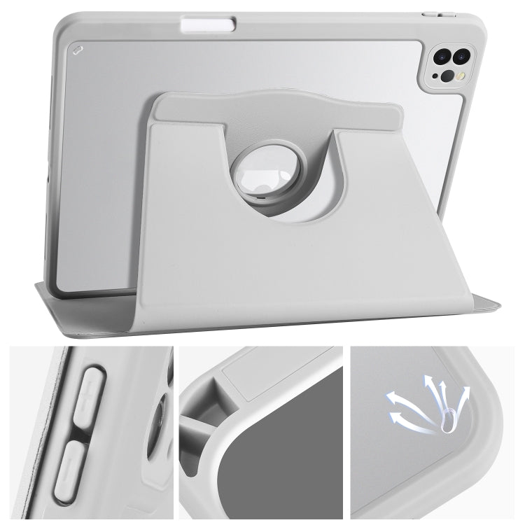 For iPad Air 11 2025 / 2024 Acrylic 360 Degree Rotation Holder Leather Tablet Case(Fog Grey) - More iPad Cases by buy2fix | Online Shopping UK | buy2fix