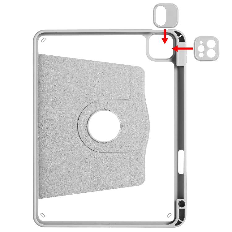 For iPad Air 11 2025 / 2024 Acrylic 360 Degree Rotation Holder Leather Tablet Case(Fog Grey) - More iPad Cases by buy2fix | Online Shopping UK | buy2fix