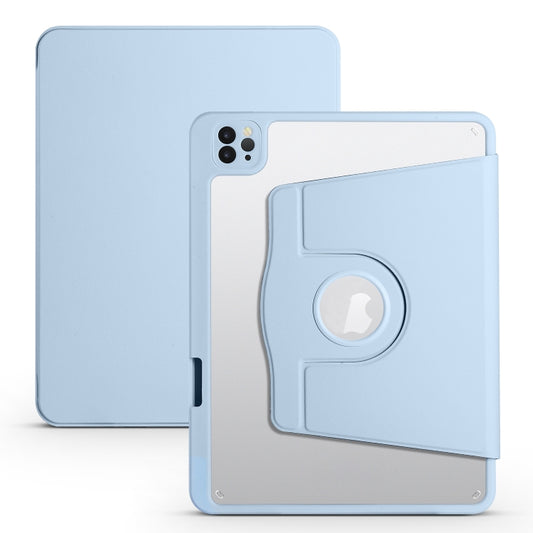 For iPad Air 13 2025 / 2024 Acrylic 360 Degree Rotation Holder Leather Tablet Case(Ice Blue) - More iPad Cases by buy2fix | Online Shopping UK | buy2fix