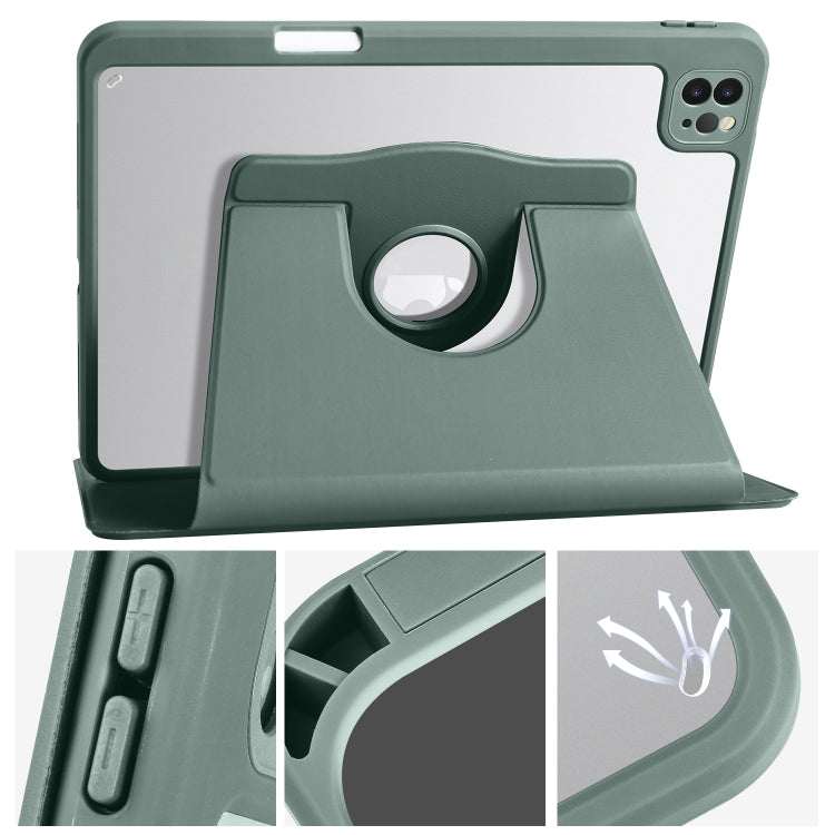 For iPad Air 13 2025 / 2024 Acrylic 360 Degree Rotation Holder Leather Tablet Case(Pine Green) - More iPad Cases by buy2fix | Online Shopping UK | buy2fix