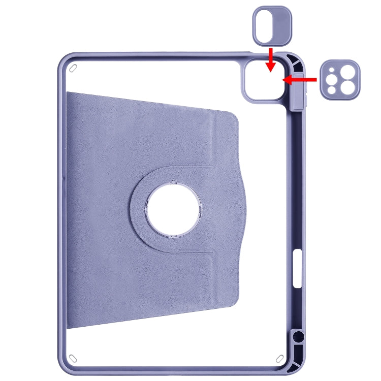 For iPad Air 13 2025 / 2024 Acrylic 360 Degree Rotation Holder Leather Tablet Case(Lavender Purple) - More iPad Cases by buy2fix | Online Shopping UK | buy2fix