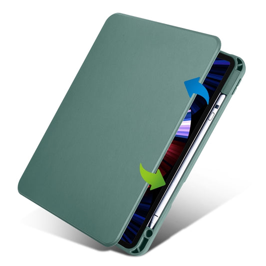 For iPad Pro 11 2025 / 2024 Acrylic 360 Degree Rotation Holder Leather Tablet Case(Pine Green) by buy2fix
