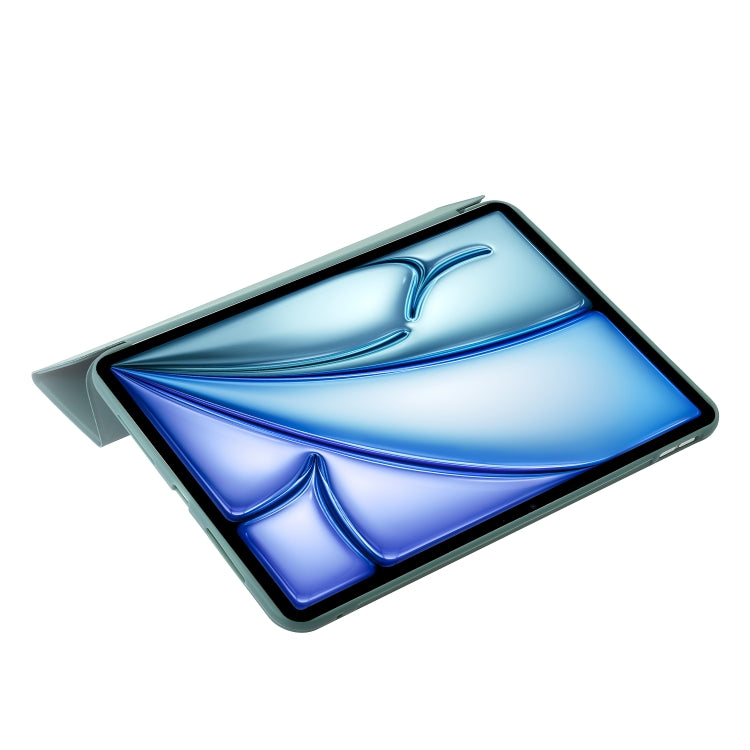 For iPad Air 13 2025 / 2024 Three-fold Holder Flip Tablet Leather Case(Dark Green) by buy2fix