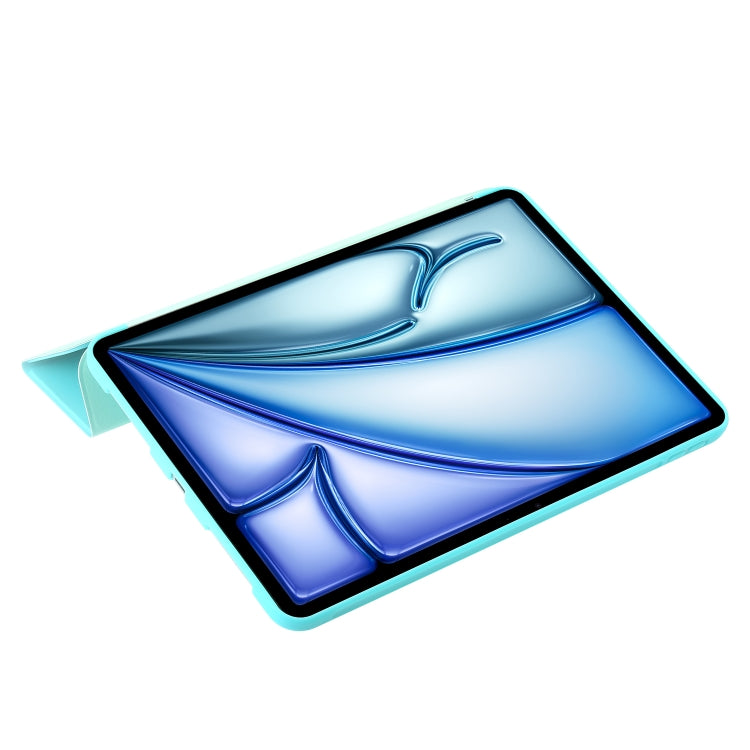 For iPad Air 13 2025 / 2024 Three-fold Holder Flip Tablet Leather Case(Mint Blue) by buy2fix