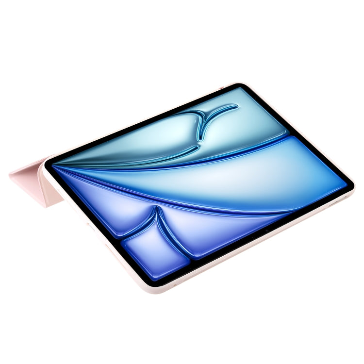 For iPad Air 11 2025 / 2024 Three-fold Holder Flip Tablet Leather Case(Light Pink) by buy2fix