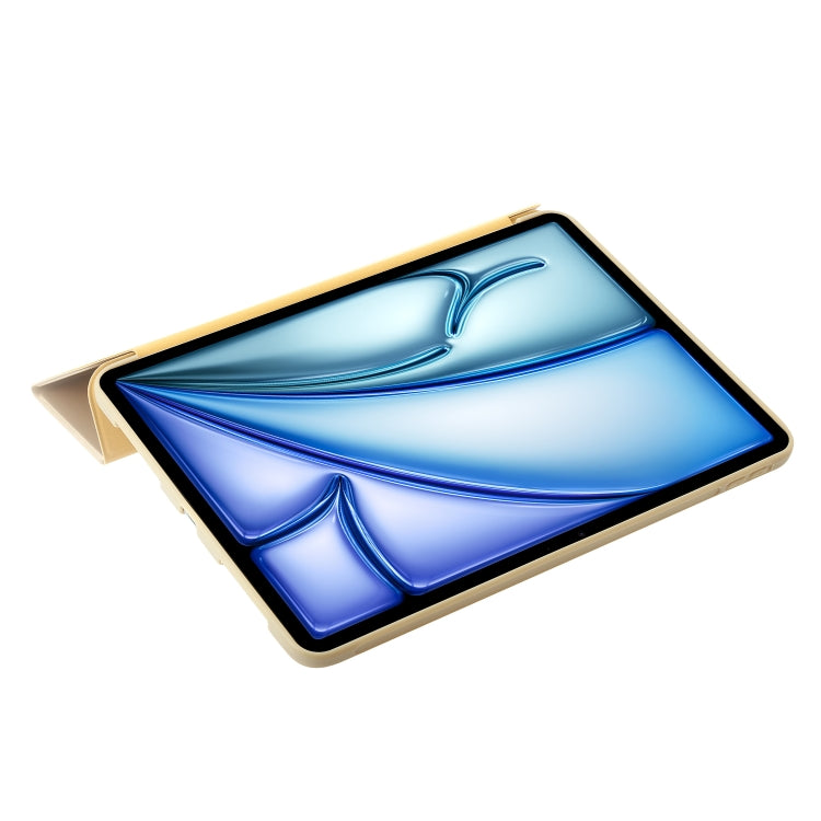 For iPad Air 11 2025 / 2024 Three-fold Holder Flip Tablet Leather Case(Gold) by buy2fix