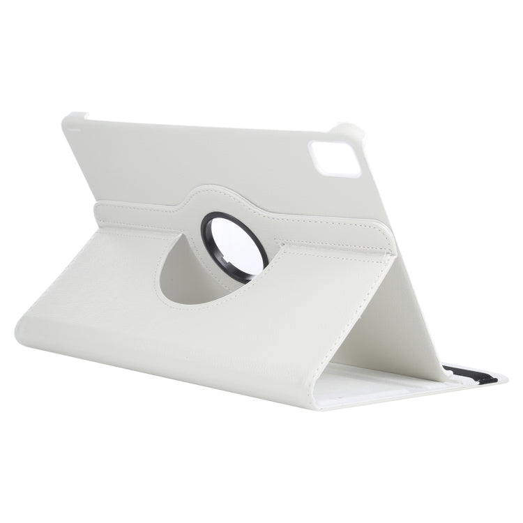 For iPad Air 13 2025 / 2024 360 Degree Rotation Litchi Texture Leather Tablet Case with Holder(White) - More iPad Cases by buy2fix | Online Shopping UK | buy2fix