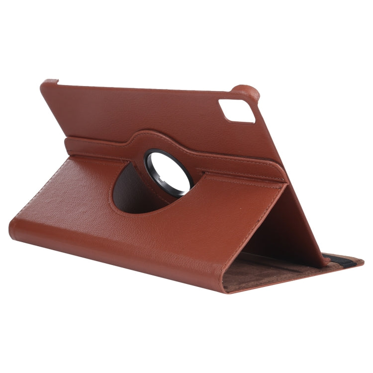 For iPad Air 13 2025 / 2024 360 Degree Rotation Litchi Texture Leather Tablet Case with Holder(Brown) - More iPad Cases by buy2fix | Online Shopping UK | buy2fix
