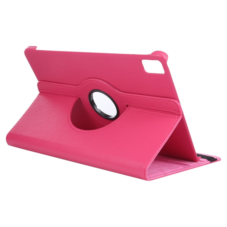 For iPad Air 11 2025 / 2024 360 Degree Rotation Litchi Texture Leather Tablet Case with Holder(Rose Red) - More iPad Cases by buy2fix | Online Shopping UK | buy2fix