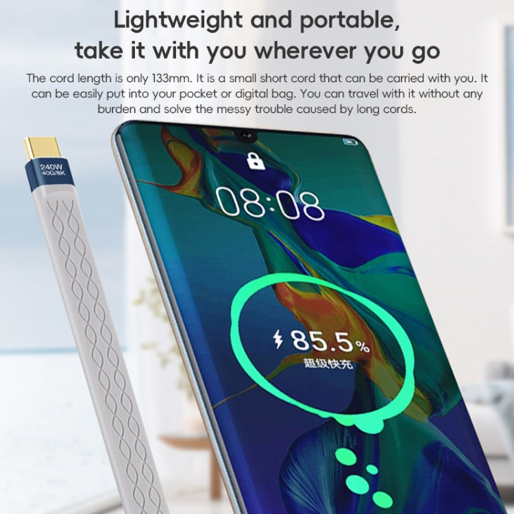 240W 40Gbps USB-C / Type-C to Type-C Flexible FPC Charging Data Cable, Length: 13.3cm(Grey) by buy2fix