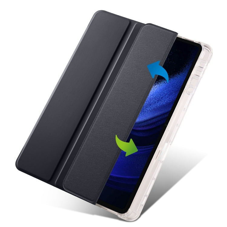 For iPad Pro 13 2024 3-fold Clear TPU Smart Leather Tablet Case with Pen Slot(Black) - iPad Pro 13 2024 Cases by buy2fix | Online Shopping UK | buy2fix