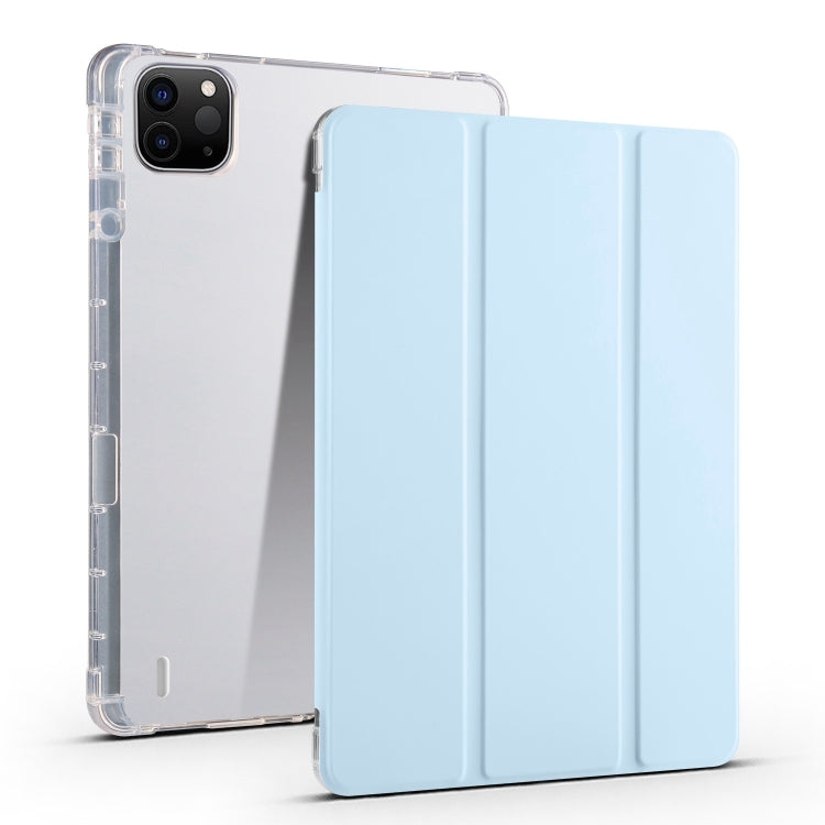 For iPad Air 13 2025 / 2024 3-fold Clear TPU Smart Leather Tablet Case with Pen Slot(Ice Blue) - iPad Air 13 2025 / 2024 Cases by buy2fix | Online Shopping UK | buy2fix