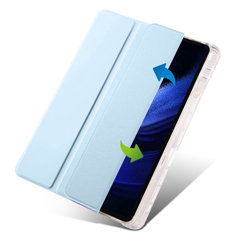 For iPad Air 13 2025 / 2024 3-fold Clear TPU Smart Leather Tablet Case with Pen Slot(Ice Blue) - iPad Air 13 2025 / 2024 Cases by buy2fix | Online Shopping UK | buy2fix