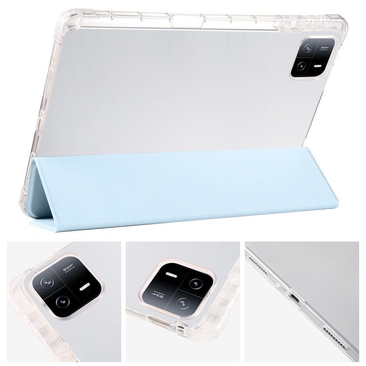 For iPad Air 13 2025 / 2024 3-fold Clear TPU Smart Leather Tablet Case with Pen Slot(Ice Blue) - iPad Air 13 2025 / 2024 Cases by buy2fix | Online Shopping UK | buy2fix