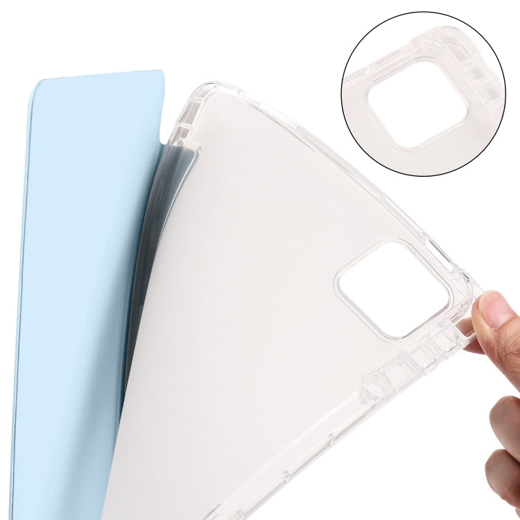 For iPad Air 13 2025 / 2024 3-fold Clear TPU Smart Leather Tablet Case with Pen Slot(Ice Blue) - iPad Air 13 2025 / 2024 Cases by buy2fix | Online Shopping UK | buy2fix
