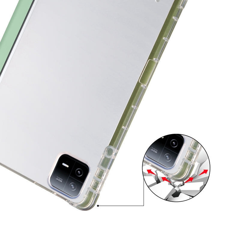 For iPad Air 13 2025 / 2024 3-fold Clear TPU Smart Leather Tablet Case with Pen Slot(Green) - iPad Air 13 2025 / 2024 Cases by buy2fix | Online Shopping UK | buy2fix