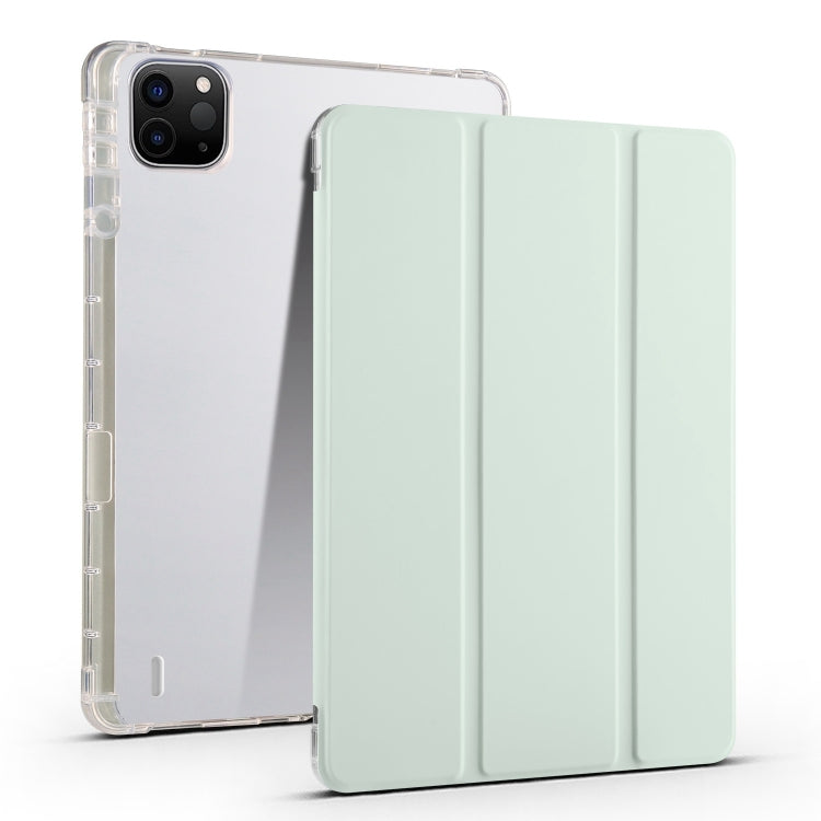 For iPad Air 13 2025 / 2024 3-fold Clear TPU Smart Leather Tablet Case with Pen Slot(Light Green) - iPad Air 13 2025 / 2024 Cases by buy2fix | Online Shopping UK | buy2fix