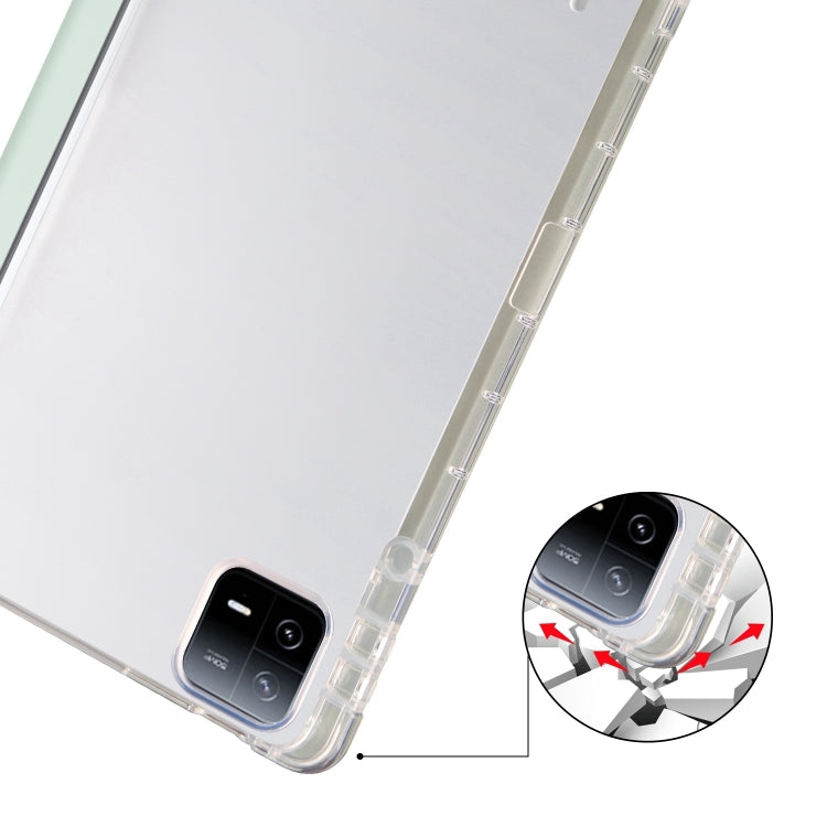 For iPad Air 13 2025 / 2024 3-fold Clear TPU Smart Leather Tablet Case with Pen Slot(Light Green) - iPad Air 13 2025 / 2024 Cases by buy2fix | Online Shopping UK | buy2fix