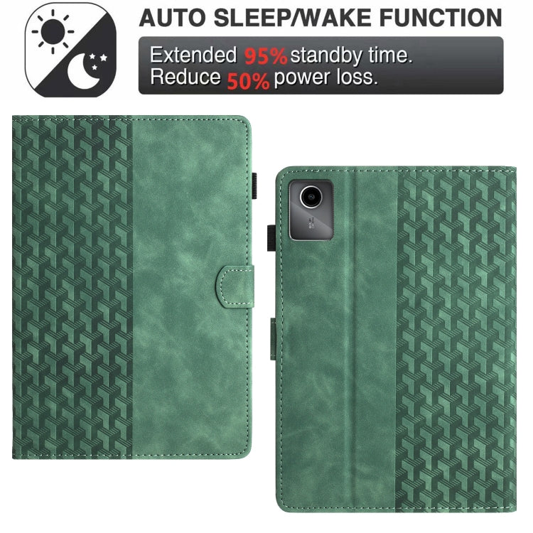 For Lenovo Tab M11/Xiaoxin Pad 11 2024 Building Blocks Embossed Leather Smart Tablet Case(Green) by buy2fix