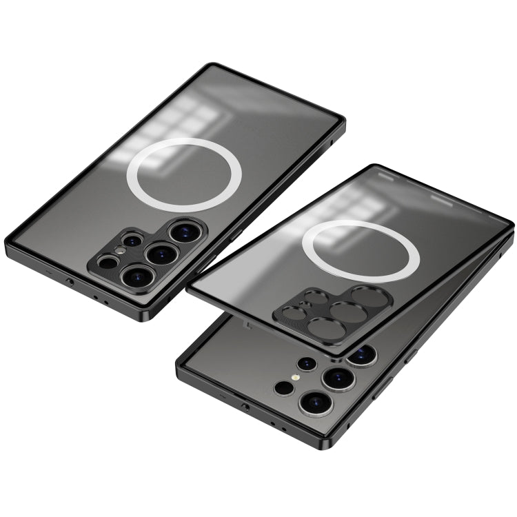 For Samsung Galaxy S24 5G Snap Buckle Metal Frame Frosted MagSafe Phone Case(Black) - Galaxy S24 5G Cases by buy2fix | Online Shopping UK | buy2fix