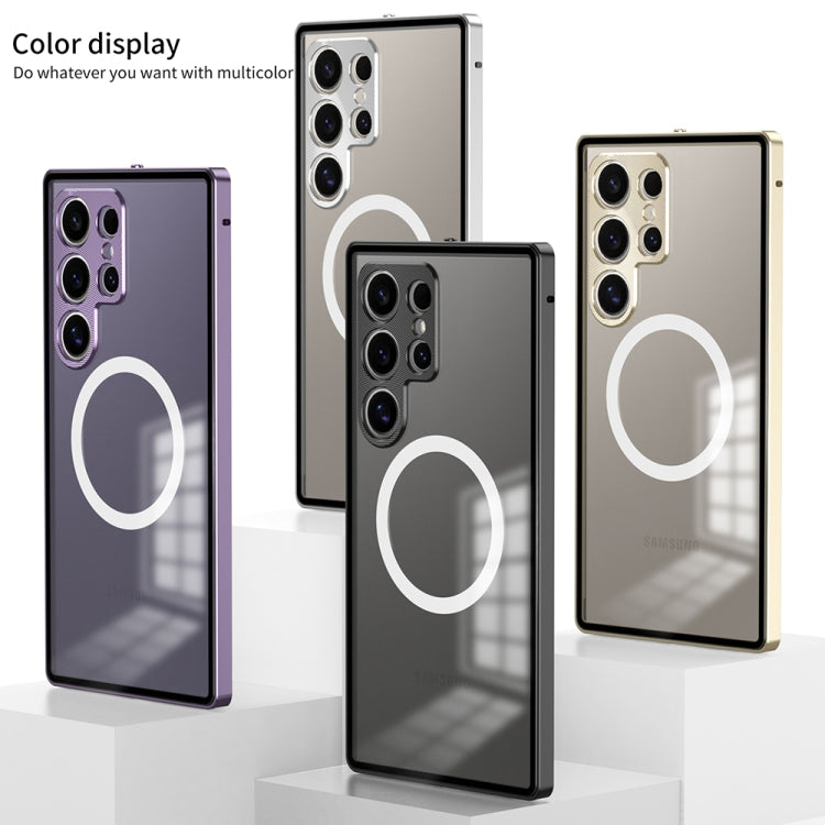 For Samsung Galaxy S24+ 5G Snap Buckle Metal Frame Frosted MagSafe Phone Case(Silver) - Galaxy S24+ 5G Cases by buy2fix | Online Shopping UK | buy2fix