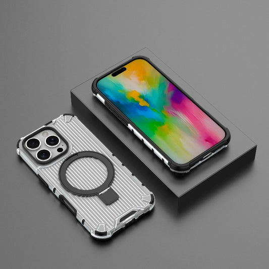 For iPhone 16 Pro Grating Holder Shockproof Phone Case(Transparent) by buy2fix