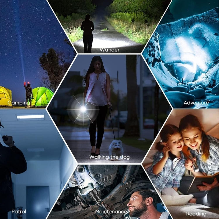 813 T40 1200LM USB Rechargeable LED Flashlight(Black) by buy2fix